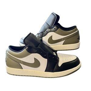 Nike Air Jordan 1 Low Black Toe Medium Olive Green 553558-092 Mens 12 NIB